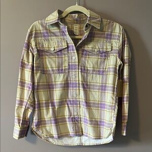 Thereabouts Plaid Purple and Cream Girl’s Snap Button Up Shirt - M 10/12